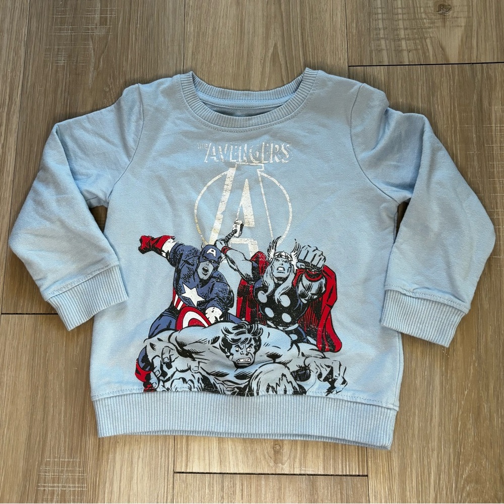 Captain America Kids Boys Sweater Size 3 Toddler Grey Crew Neck sweatshirt